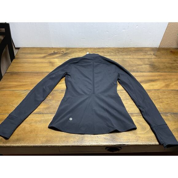 Lululemon Jacket Womens 4 Black Sleek Essentials Full Zip Mock Neck Stretch - Picture 10 of 13